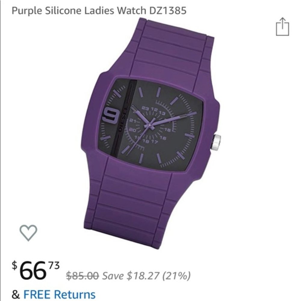 Diesel Purple Silicone Unisex Watch. working